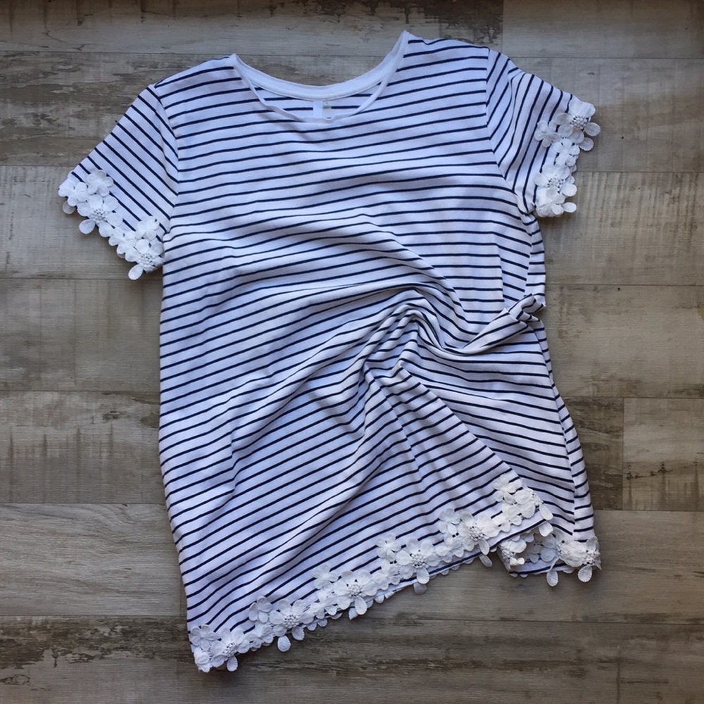 Pink Blush Navy/White striped top